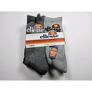 Ellesse Men’s Cushioned Drymaxx Crew 5 Pack Socks Size UK 6-8.5, US 6.5-9